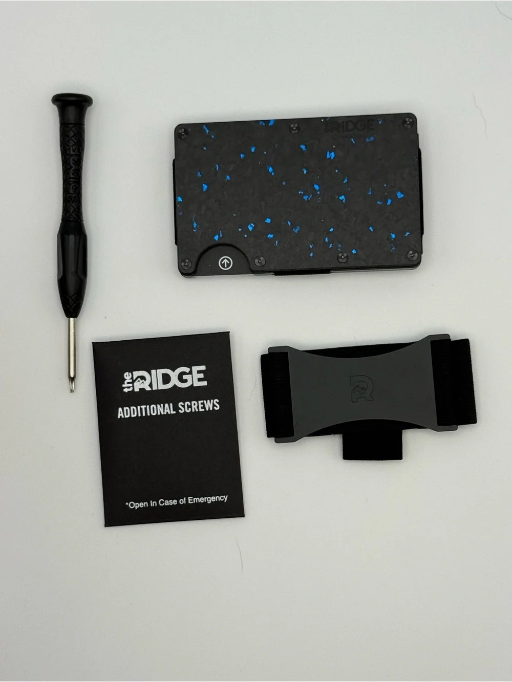 The Ridge Black Wallet with Blue Speckle - Slim RFID Money Clip